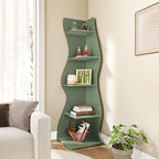 LITTLE TREE Small Corner Shelf, Modern 5-Tier Wall Corner Bookshelf, Stylish Bookcase Storage Rack for Small Space, Living Room, Bedroom, Green, 2 Pack - Image 7
