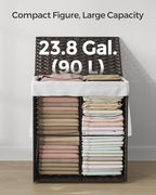 SONGMICS Laundry Hamper with Lid, 23.8 Gallon (90 L) Synthetic Rattan Clothes Laundry Basket with Lid and Handles, Foldable, Removable Liner, Chestnut Brown ULCB051K02 - Image 5