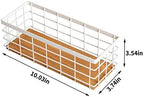TIEYIPIN Small Metal Wire Storage Basket, Detachable Wood Base Storage Organizer Bin Basket for Kitchen Cabinets, Bathroom, Pantry, Garage, Laundry Room (Cream White, 2 Pack) - Image 5