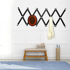 Dseap Accordian Wall Hanger: 16” High Wooden Wall Expandable Coat Rack, Hat Rack Holder, Accordion Hook for Baseball Caps, Coats, Mugs,17 Peg Hooks, Black & White - Image 2