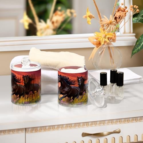 Horse Riders in The Sunset 4 Pack Clear Plastic Qtip Holder Dispenser Set,Bathroom Storage Canister for Cotton Swabs, Balls, Dental Floss,Pads,Organize with Apothecary Jars - Image 7