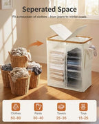MIZATTO 140L Laundry Hamper with Lid, 2 Section Dirty Laundry Bin - Image 2