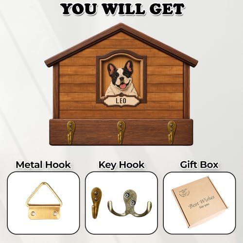 Personalized Pet Key Holder for Wall Mount, Wooden Keychain Holder Entryway - Image 7