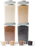 Airtight Food Storage Containers, 4 Pack, 4.22 Qt, Pop-Top Lids by Tourdeus