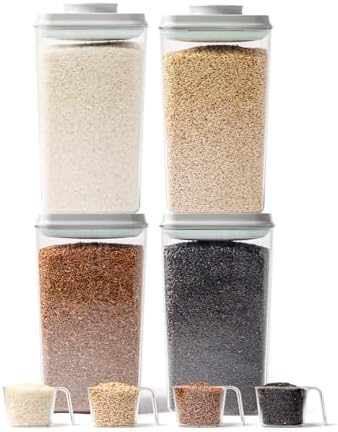 Airtight Food Storage Containers, 4 Pack, 4.22 Qt, Pop-Top Lids by Tourdeus