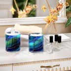 MNSRUU 4 Pack Qtip Holder Organizer Dispenser Blue Marble Bathroom Containers Bathroom Vanity Storage Canister Apothecary Jars for Cotton Swabs/Pads/Floss - Image 7