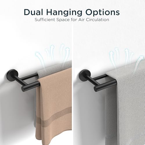 FORIOUS Double Towel Bar 24" Towel Racks for Bathroom Wall Mounted Black - Image 3