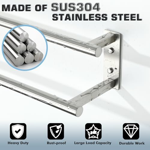 Alise 32 inch Double Towel Bar for Bathroom Wall Mounted, Brushed Nickel - Image 3