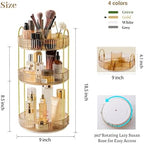 Aveniee 360° Rotating Makeup Organizer for Vanity, Upagraded Perfume Skincare Bathroom Counter Organizers with Brush Divider, 3 Tier Spinning Lipstick Cosmetic Lotion Storage,Gold - Image 3