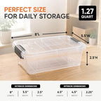 Superio Clear Storage Boxes with Lids, 1.27 Quart Plastic Container Bins for Organizing, Stackable Crates, BPA Free, Non Toxic, Odor Free, Organizers for Home, Office and Dorm, 8 Pack - Image 3