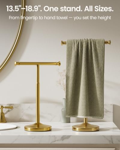 Gold Freestanding Hand Towel Holder Countertop, Height Adjustable - Image 2