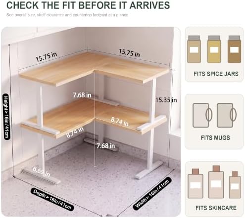 Golener Countertop Shelf, Kitchen Counter Organizer, Adjustable, Stackable - Image 2