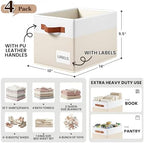 4 Pack Large Closet Storage Baskets for Shelves - 14x10 Heavy Duty Closet Shelf Organizer Bins with Handles & Labels - Decorative Collapsible Baskets for Organizing Living Room Bedroom Nursery Dorm - Image 2