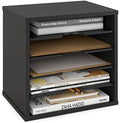 Ballucci 5-Tier File Organizer for Desk, Wooden Mail Sorter, Office Desk Organization, Paper Storage Organizers, Folder holder for desk, Letter Trays & Stacking Supports, Adjustable Shelves, Black by Ballucci