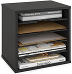 Ballucci 5-Tier File Organizer for Desk, Wooden Mail Sorter, Office Desk Organization, Paper Storage Organizers, Folder holder for desk, Letter Trays & Stacking Supports, Adjustable Shelves, Black by Ballucci