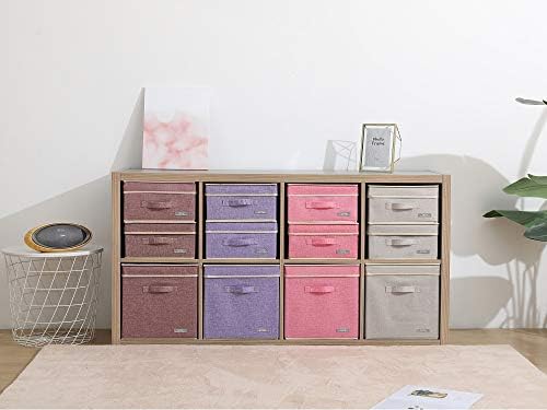 YueYue Foldable Fabric Closet Organizer Bins Box Storage - 4 Pack 12.4 X 12 X 6.7 Inch Storage Bins With Lids 4 Light Color Basket Boxes - Bins Storage Box Collapsible Cloth Home Lid - Image 4