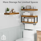 QEEIG Bathroom Shelves Over Toilet (Brown, Set of 3, 15.7") - Image 3