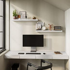 BAMEOS Floating Shelves,47 x 9Wall Shelves – Extra-Wide Display Shelf with Invisible Brackets, Set of 2 | Accent Décor Shelf for Bedroom, Living Room, Home Office & Salon Display White - Image 3