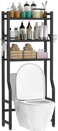 Livilord 3 Tier Over The Toilet Storage Rack with Toilet Paper Holder, Metal Freestanding Bathroom Shelves with 4 Hooks, Over Toilet Storage Shelf for Bathroom Storage, Black by LivilordBrand