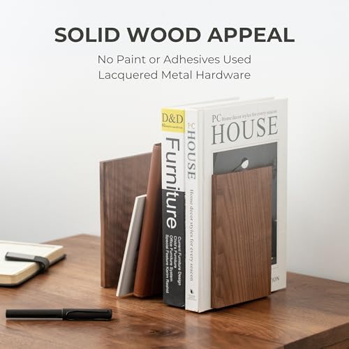Muso Wood Handmade Walnut Non-Skid Book Ends, 3 Pairs - Image 4