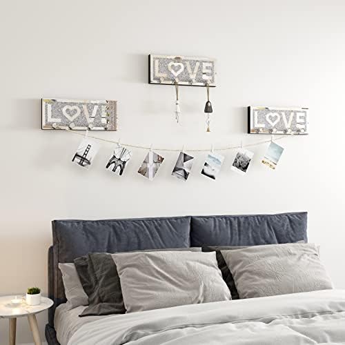 SHYFOY Mirrored Key Holder for Wall Decorative Love Letter Sign Plaque Key Hanger for Decor, Glitter Key Rack Wall Hanger with 4 Crystal Hooks for Entryway Front Door Key Hanging - Image 5