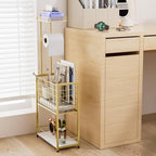 SWTYMIKI Freestanding Toilet Paper Holder - 4-Tier Free Standing Toilet Paper Holder Stand with Large Basket, Stand Mega Roll Storage Rack for Extra Rolls, Magazines, Wet Wipes, Gold - Image 6