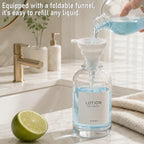 Kitchen Soap Dispenser Set of 2, 16.9 oz Glass, Silver Stainless Steel Pump - Image 5