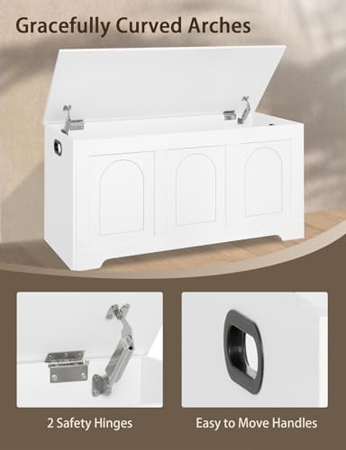DINZI LVJ Storage Chest, Wooden Toy Box, White 39.4" L - Image 5