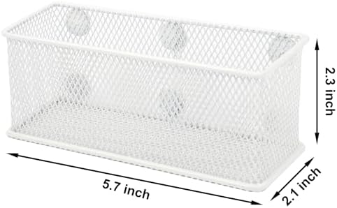 EASEPRES Magnetic Pencil Holder Set of 6 - Wire Mesh Storage Baskets Organizer with Strong Magnets - Perfect for Whiteboard, Refrigerator and Locker Accessories, White - Image 2