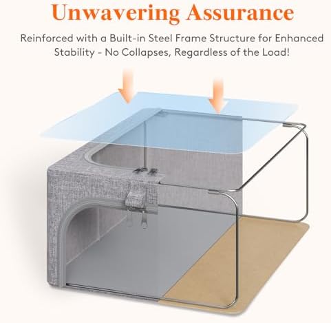 Lifewit 25L Clothes Storage Bins with Metal Frame for Closet, 4 Pack - Image 3