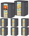 SpaceTrove Clothes Storage Bags, 8-Pack Comforter Blanket Organizers, 80L Large Capacity Containers with Visual Window for Clothing, Quilt, Sheet, Pillow, Closet Organization for Bedding (Grey) by Unknown