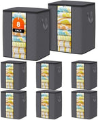 SpaceTrove Clothes Storage Bags, 8-Pack Comforter Blanket Organizers, 80L Large Capacity Containers with Visual Window for Clothing, Quilt, Sheet, Pillow, Closet Organization for Bedding (Grey) by Unknown
