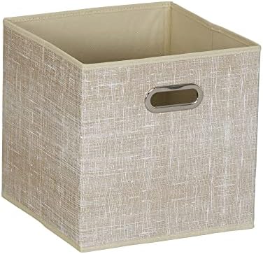 Household Essentials 6 Pack Fabric Storage Bins with Handle, Tan Mix - Image 4