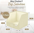 VIVIDECOR Open Front Trapezoid Closet Bins, Closet Storage Organizer for Shelves-Light Beige - Image 4