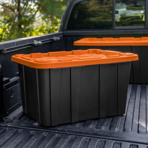 Sterilite 18 Pack 27 Gal Industrial Storage Tote with Snap Fit Lids, Orange - Image 7