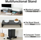 TEAMIX 2-Pack Monitor Stand Riser 20 inch, Wood Desk Computer Shelf, Black - Image 4