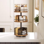 HOOBRO 3-Tier Lazy Susan Organizer, Rotating Spice Rack, Turntable Spice Rack, Vertical Storage Organizer, for Kitchen Countertop, Vanity, Dining Table, Rustic Brown and Black BF09TL01 - Image 5