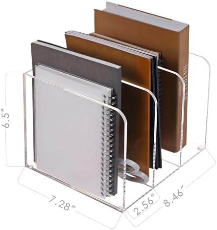Acrylic Desk File Organizer, 3-Section Vertical File Folder Rack,Clear - Image 7