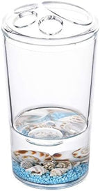 Locco Decor 4 Piece Acrylic Liquid 3D Floating Motion Bathroom Vanity Accessory Set Oceam Theme Sea Shell Conch Toothbrush Holder, Tumbler, Soap Dispenser, Soap Dish - Image 4