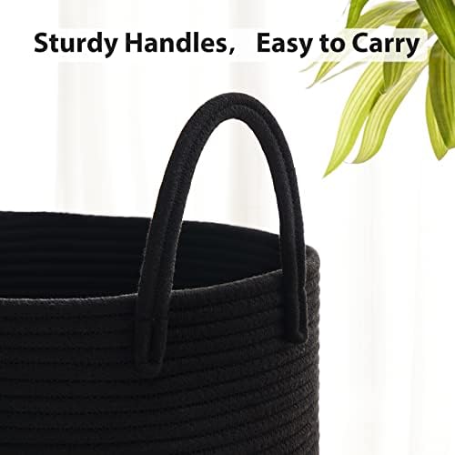 Fiona's magic Woven Laundry Hamper, 72L Tall Blanket Storage-Black - Image 5