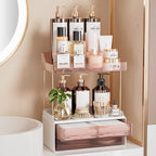 Delamu 4-Tier Makeup Organizer, Bathroom Counter, 2 Drawers, Grapefruit by DELAMU