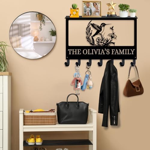 Dyoart Custom Hummingbird Key Holder Wall Mount with Shelf, Home Decor Gift - Image 2
