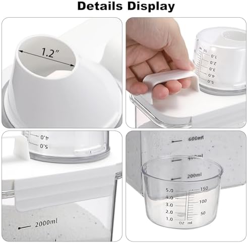 Sumnacon Laundry Detergent Dispenser 2 Pcs Sturdy Plastic Laundry Powder Storage Box with Cup Laundry Detergent Organizer for Laundry Room Versatile Laundry Beads Container Organizer for Borax,Grain - Image 4
