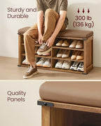 VASAGLE Shoe Storage Bench with Removable Cushion, Adjustable Shelves - Image 6
