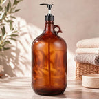 135oz Amber Glass Pump Dispenser Bottle for Laundry Detergent by Ferrochef