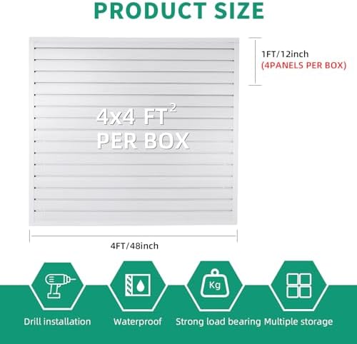 FRAYSCENT Slat Wall Paneling Garage Slat Wall Storage Systems Slatwall Panels Power Tool Organizer Wall Mount, PVC Garage Storage & Organization Products Slate Board (White, 4ft x 4ft) - Image 4