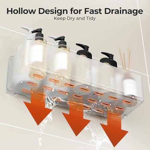 Orimade Shower Caddy 4-Pack, No-Drill Adhesive Shelves for Bathroom, Rustproof ABS Storage Organizer Set, Clear - Image 5