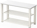 Simple Houseware Wooden Top Shoe Rack Bench for Entryway, White by SimpleHouseware