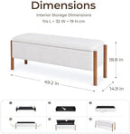 50" Shoe Bench with Storage, Waffle Weave Shoe Rack Bench, Chenille Shoe Storage Bench Entryway Storage with Cushion for Front Doors Entrances Hallway, Mudroom, Closet, Bedroom, Beige, XR-Ben01 - Image 2