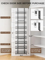 Delamu 9 Tier Over The Door Pantry Organizer, Pantry Organization and Storage, Hanging Spice Rack for Pantry Door Organizer, Metal Pantry Door Shelves for Kitchen Bathroom Laundry Room,15.3" Black - Image 2